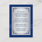 BEDRUKTE LINT blauw, zilveren bloemenkap Kaart (Achterkant)