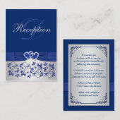 BEDRUKTE LINT blauw, zilveren bloemenkap Kaart (Voorkant / Achterkant)