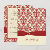 BEDRUKTE LINTCRÈME, Rode Damask Reply Kaart (Voorkant / Achterkant)