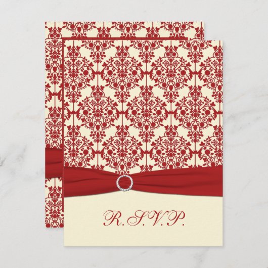 BEDRUKTE LINTCRÈME, Rode Damask Reply Kaart (Voorkant / Achterkant)