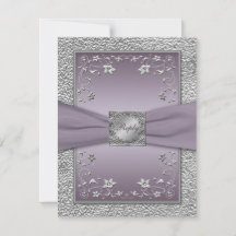 BEDRUKTE LINTPRuim, Pewter Floral RSVP-kaart 2