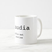 Bedrukte mok met naam en koffie instructies (Voorkant rechts)