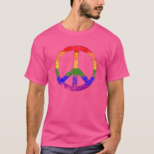 Bedrukte Regenboog Vrede T-shirt (Voorkant)