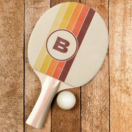 Bedrukte Retro Gestreepte Donker met Initiaal Tafeltennisbatje