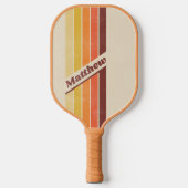 Bedrukte Retro Gestreepte Donker met Naam Pickleball Paddle (Voorkant)