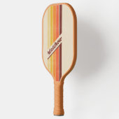 Bedrukte Retro Gestreepte Donker met Naam Pickleball Paddle (Links)