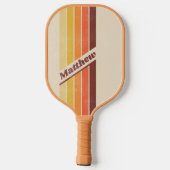 Bedrukte Retro Gestreepte Donker met Naam Pickleball Paddle (Achterkant)