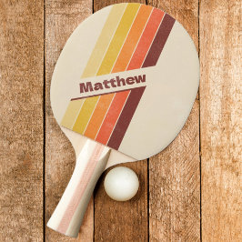 Bedrukte Retro Gestreepte Donker met Naam Tafeltennisbatje