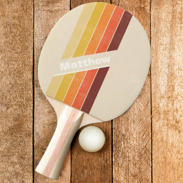 Bedrukte Retro Gestreepte met Naam Tafeltennisbatje