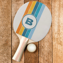 Bedrukte Retro Regenboog Donker met Initiaal Tafeltennisbatje