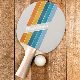 Bedrukte Retro Regenboog met Naam Tafeltennisbatje