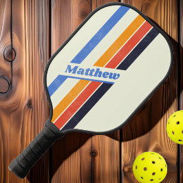 Bedrukte Retro vijf Strepen met Naam Pickleball Paddle