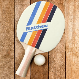 Bedrukte Retro vijf Strepen met Naam Tafeltennisbatje