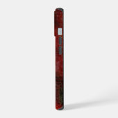 Bedrukte rode fiets met scriptnaam iPhone 15 case (Linkerkant)