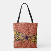 BEDRUKTE RODE GIRAFFE EN LUIPAARD HUIDLINT TOTE BAG (Achterkant)