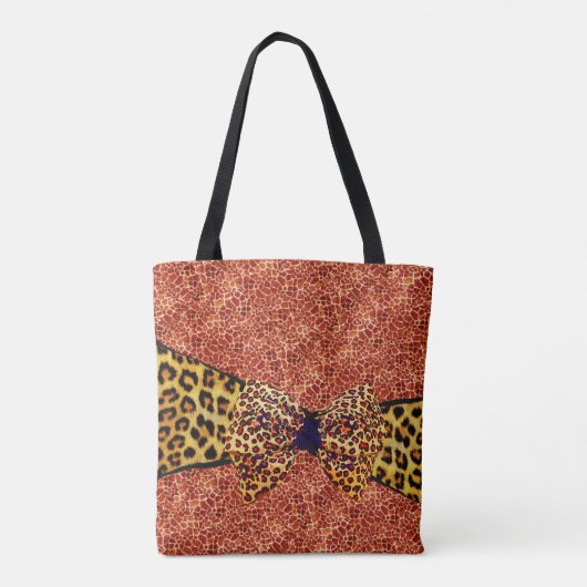 BEDRUKTE RODE GIRAFFE EN LUIPAARD HUIDLINT TOTE BAG (Achterkant)