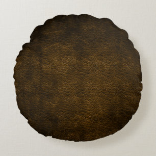 Bedrukte ronde kussen met look van versleten bruin