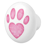 Bedrukte Roze Hart Pootafdruk Keramische Knop (Rechts)