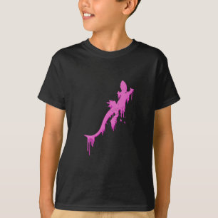 Bedrukte Roze Salamander Met Verfspat T-shirt