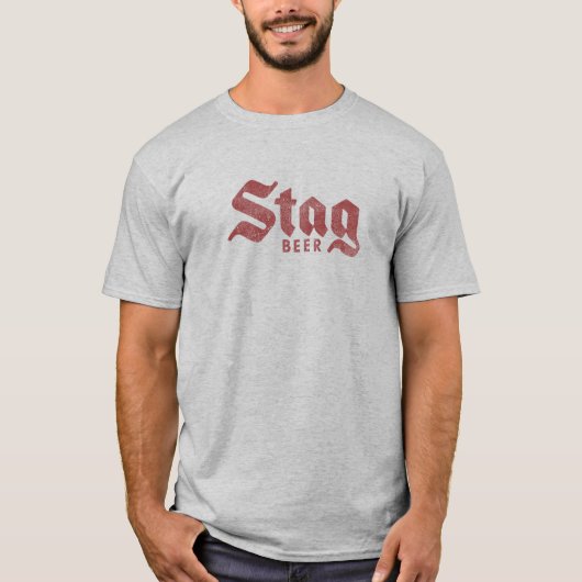Bedrukte "Stag Beer" Retro Rode Logo T-Shirt (Voorkant)