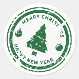 Bedrukte Stempel Groene Kerstvakantie Kerstboom Ronde Sticker