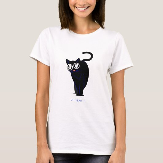 Bedrukte T-Shirt Brilkat (Voorkant)