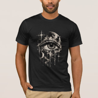 Bedrukte T-Shirt met Kosmisch Oog en Grunge-look