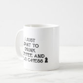 Bedrukte typografie schaakspeler cadeau mok (Voorkant links)