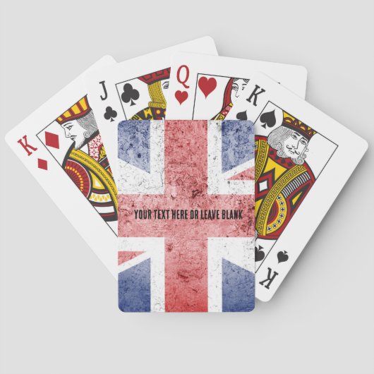 Bedrukte Union Jack-design. Tekst aanpassen   Pokerkaarten (Achterkant)