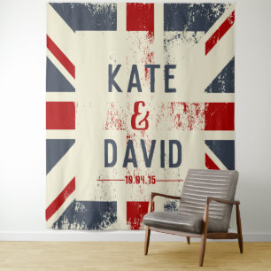 Bedrukte Union Jack Koppel Namen Trouwcadeau Wandkleed