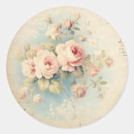 Bedrukte verfijning, Roze shabby chic Ronde Sticker