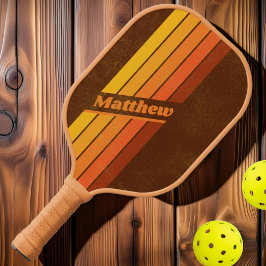 Bedrukte Vintage Stijl Strepen Donker met Naam Pickleball Paddle