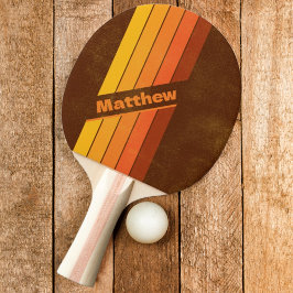 Bedrukte Vintage Stijl Strepen Donker met Naam Tafeltennisbatje