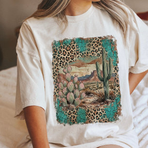 Bedrukte Woestijn Cactus Luipaardprint Western Kun Tri-Blend Shirt