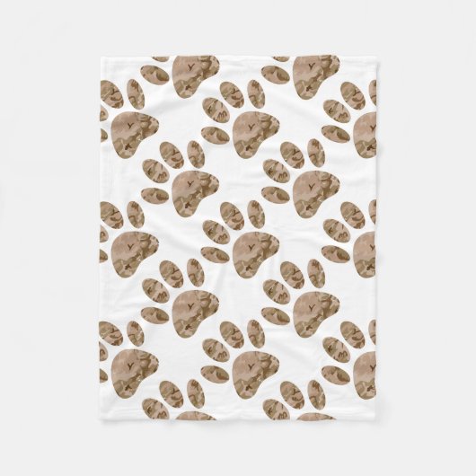 Bedrukte Woestijn Camo Hond Pootafdruk Fleece Deken (Voorkant)