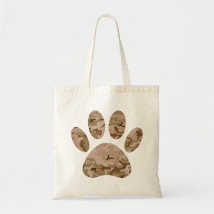 Bedrukte Woestijn Camo Hond Pootafdruk Tote Bag