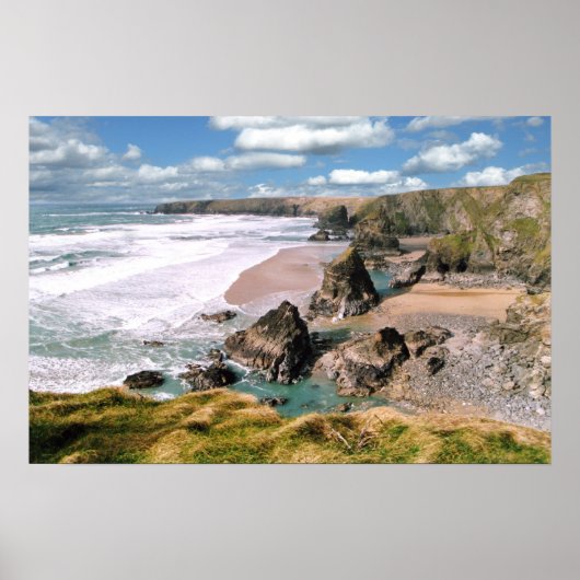 Bedruthan Steps, Cornwall Poster (Voorkant)