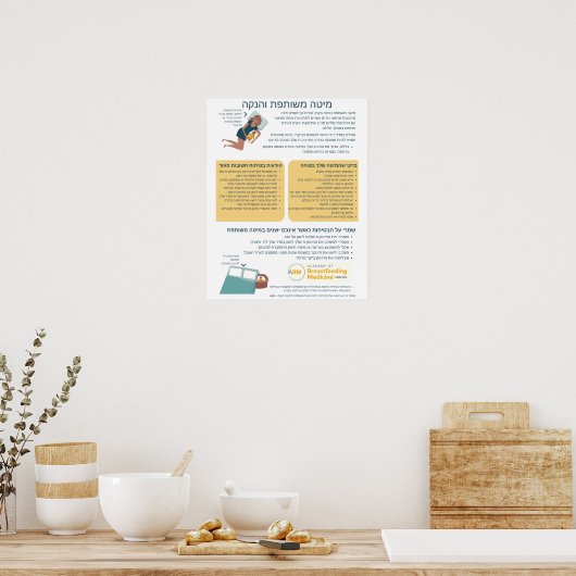 Bedsharing en borstvoeding Poster (Hebreeuws) (Keuken)
