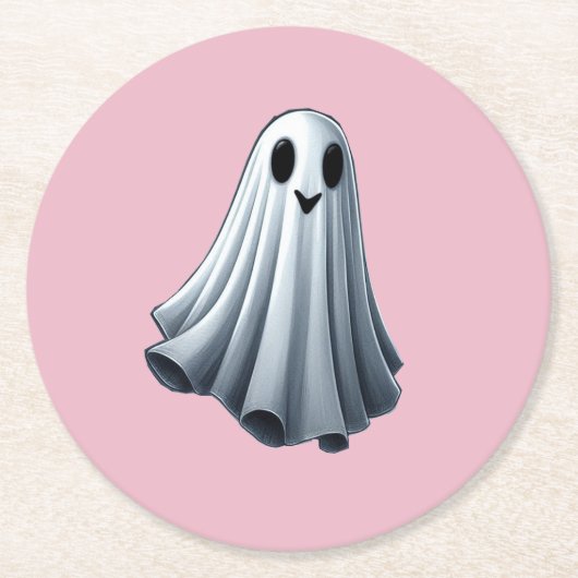 Bedsheet Ghost Ronde Kartonnen Onderzetter (Voorkant)