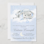 Bedtijd Baby Boy Elephant Baby shower Kaart (Voorkant)