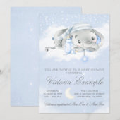 Bedtijd Baby Boy Elephant Baby shower Kaart (Voorkant / Achterkant)