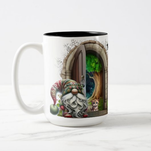 Bedtijd Gnome Ceramic Tweekleurige Koffiemok (Links)