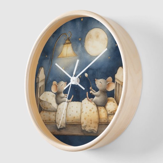 Bedtijd Muizen Muurklok (Hoek)