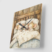 Bedtijd Muizen Muurklok Vierkante Klok (Hoek)