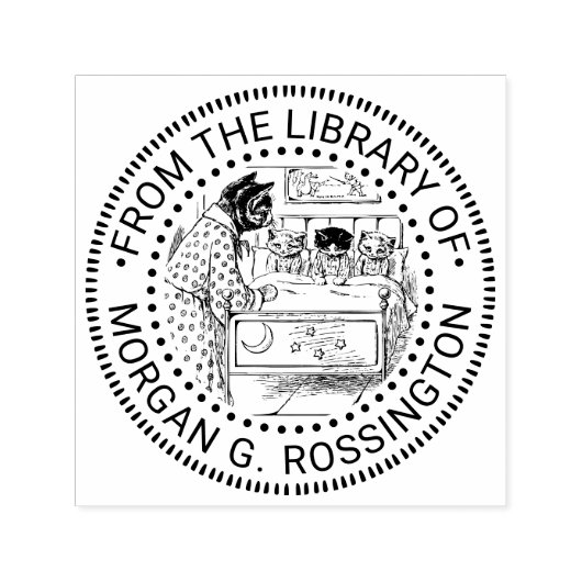 Bedtijd voor Kittens Tekenen Bibliotheek Boeknaam Zelfinktende Stempel (Design)