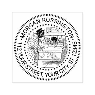 Bedtijd voor Kittens tekenen naam retouradres Zelfinktende Stempel