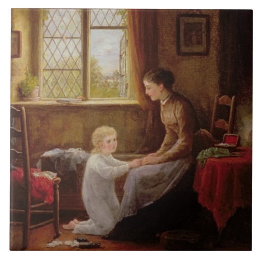 Bedtime, 1890 (olie op het paneel) tegeltje (Voorkant)