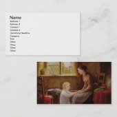 Bedtime, 1890 (olie op het paneel) visitekaartje (Voorkant / Achterkant)