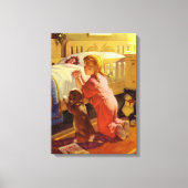 Bedtime Prayers, meisje met puppy,  religie Canvas Afdruk (Voorkant)