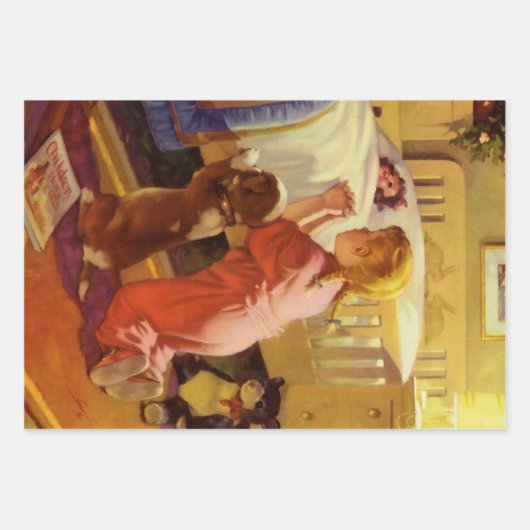 Bedtime Prayers, meisje met puppy,  religie Inpakpapier Vel (Voorkant 3)